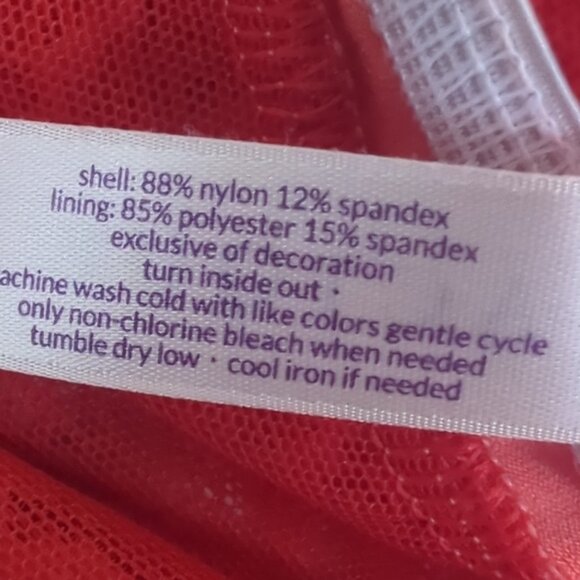 Cacique 18/20/2X Chemise  Bright Red Lace Overlay Strappy Back - Picture 4 of 4